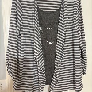 Striped Gray Women's Sweater by Alfred Dunned size large.